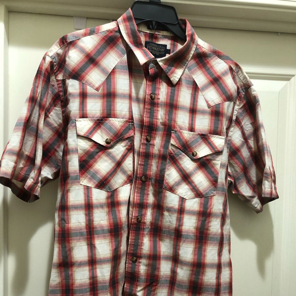 Pendleton Red and Blue Plaid Short-Sleeve Western Button-Up